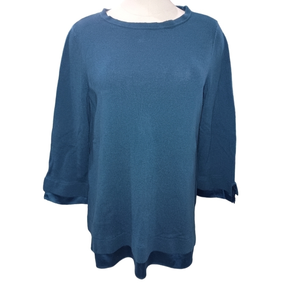 Chico's Teal Faux Layered Tunic/Sweater Size 2 (US L)